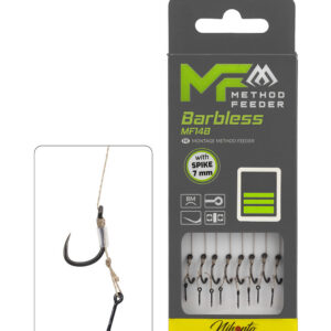 PRZYPON MF – MF14 Z IGŁĄ – hak bez zadziora nr 14 / plecionka: 0.12mm/10cm – op.8szt.