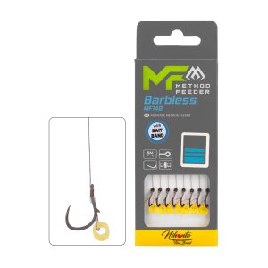 PRZYPON MF – MF14 Z GUMKĄ – hak bez zadziora nr 10 / plecionka: 0.12mm/10cm – op.8szt.