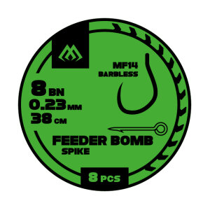 PRZYPON FB – MF14 Z IGŁĄ – hak bez zadziora nr 14 / żyłka: 0.18mm/38cm – op.8szt.